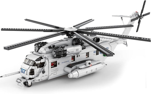 Brick model of a twin-rotor naval transport helicopter