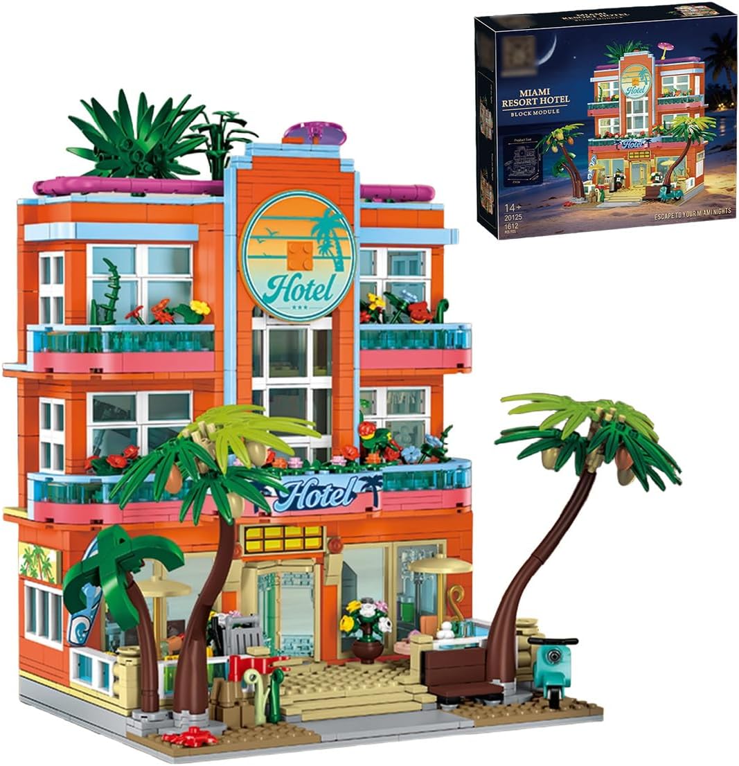 Two-story brick modular house with lights glowing in the windows – view 4