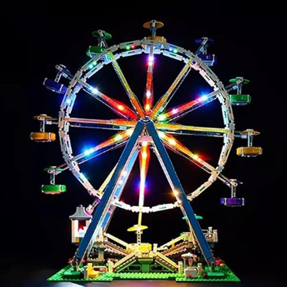Ferris wheel brick model outlined with glowing LED lights