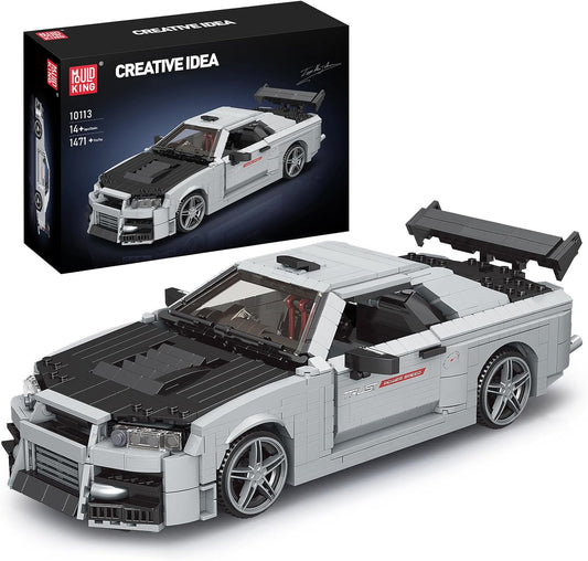 Built technical racing supercar brick model on display