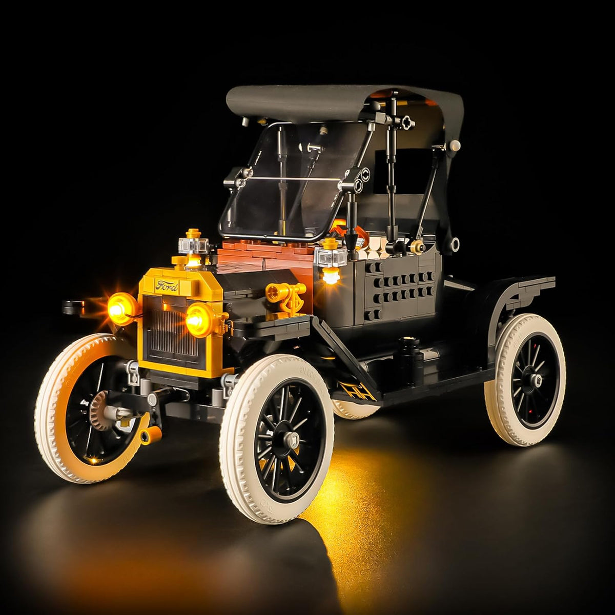 Brick-built arcade pinball machine lit with an add-on LED light kit – view 2