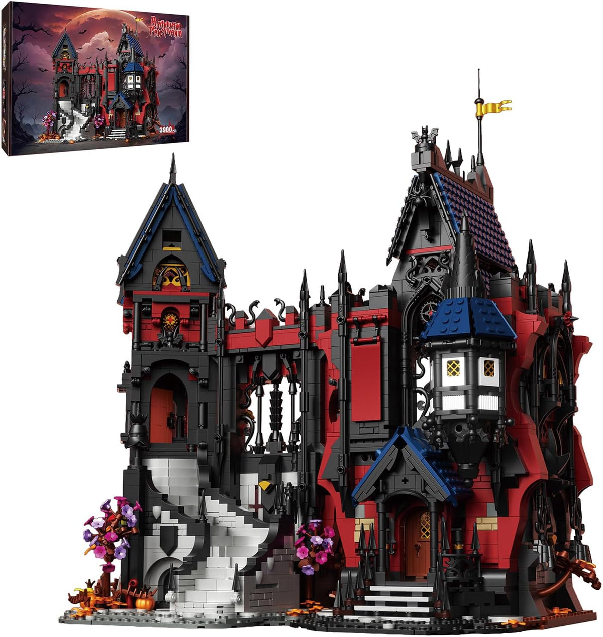 Brick-built dark gothic vampire castle model