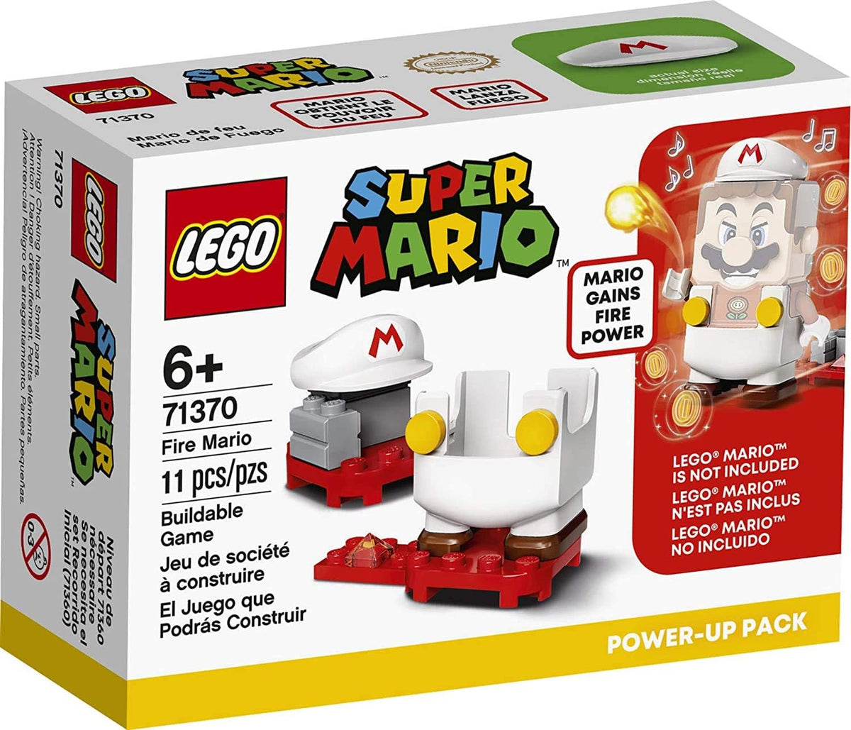 Small fire suit accessory pack in white and red with a cap and power-up block