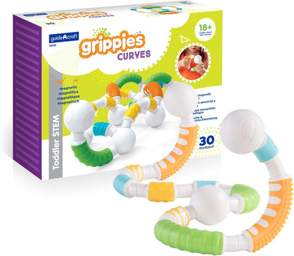 Colorful soft-grip magnetic building pieces connected into a small tower – view 7