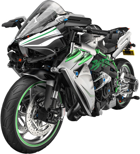 Large brick-built 1:5 scale racing motorcycle in side view
