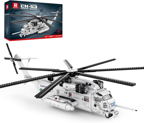 Brick-built CH-53 military transport helicopter model