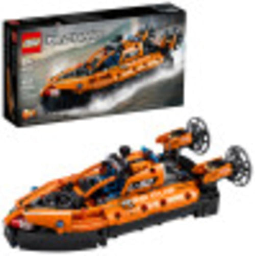 Rescue hovercraft brick model with rotating fans and detailed cockpit