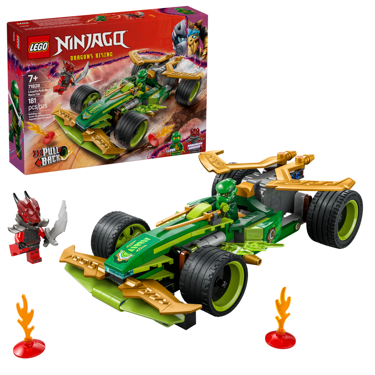 LEGO NINJAGO Lloyd's Pull-Back Race Car 71828 Building Set (181 Pieces) - View 2