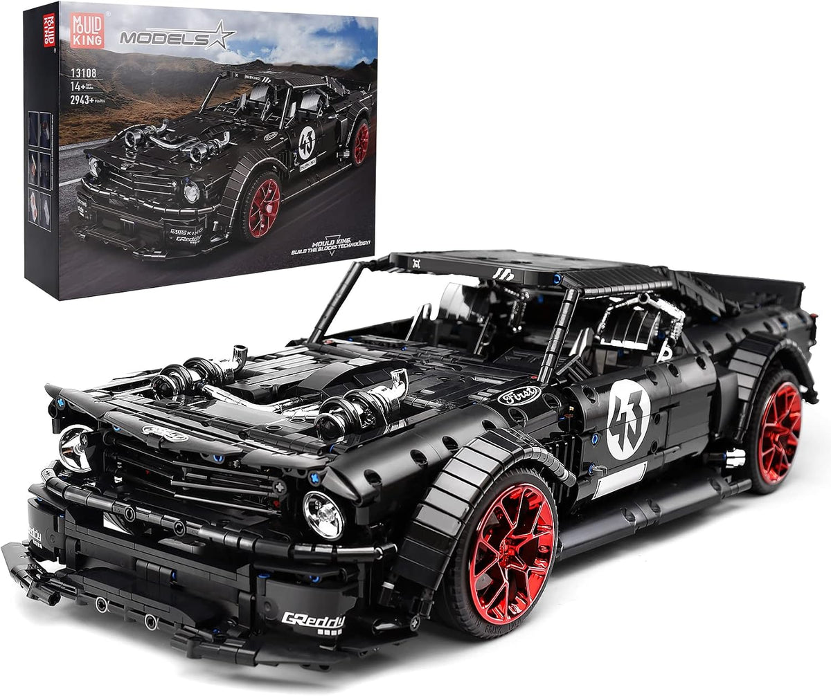Large brick-built black American pony car static display model