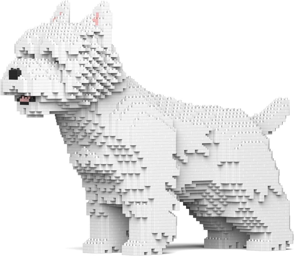 Brick-built white West Highland terrier dog sculpture – view 2