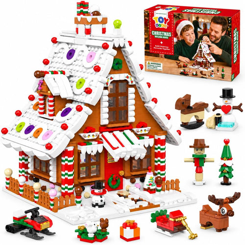 Brick-built Christmas gingerbread house holiday decoration