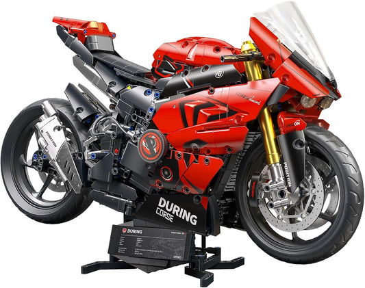 Large brick-built motorbike model at 1:5 scale