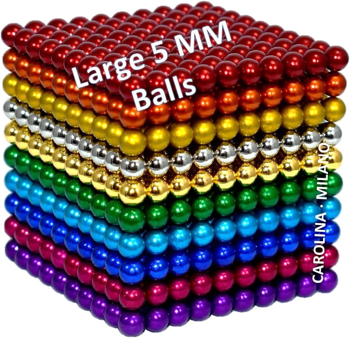 Colorful 5mm magnetic balls shaped into a 3D sculpture on a desk