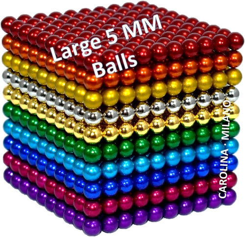 Colorful 5mm magnetic balls shaped into a 3D sculpture on a desk