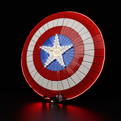 Brick-built round star shield display lit by LED lights – view 2