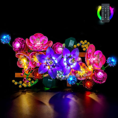 Brick flower wall model glowing with an LED light kit