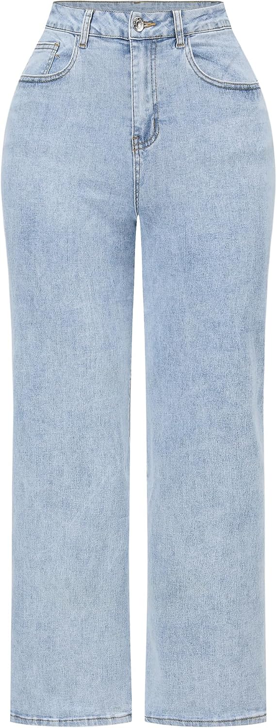 Women's High Waisted Wide Leg Jeans - Distressed Stretch Denim in Fourteen Washes for Casual Days - 2