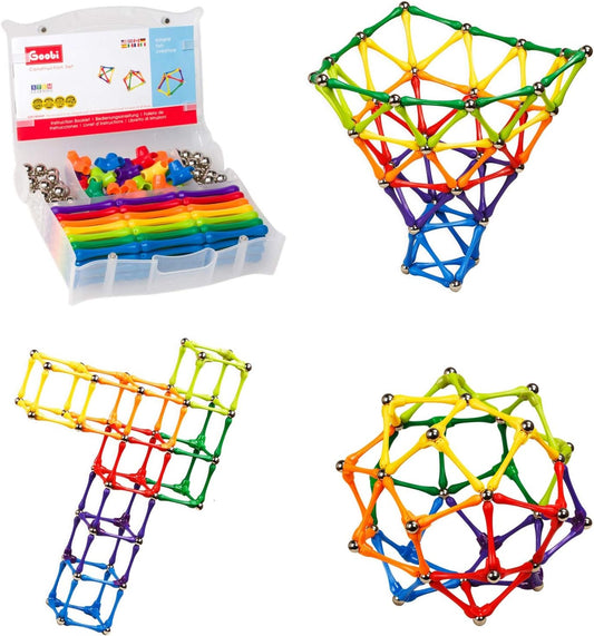 Colorful magnetic sticks and iron balls forming a 3D tower