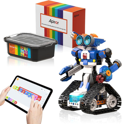 Assembled coding robot built from a 6-in-1 STEM kit with tablet app – view 2