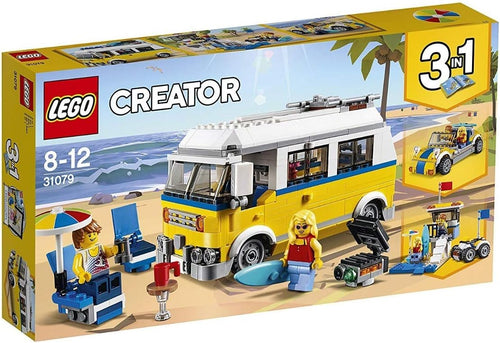 Brick-built surfer van with surfboard on the roof rack and beach barbecue