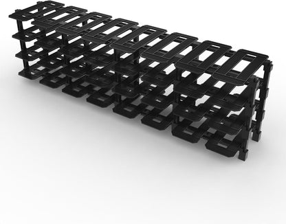 Modular racing garage display rack with small brick race cars in each bay – view 9