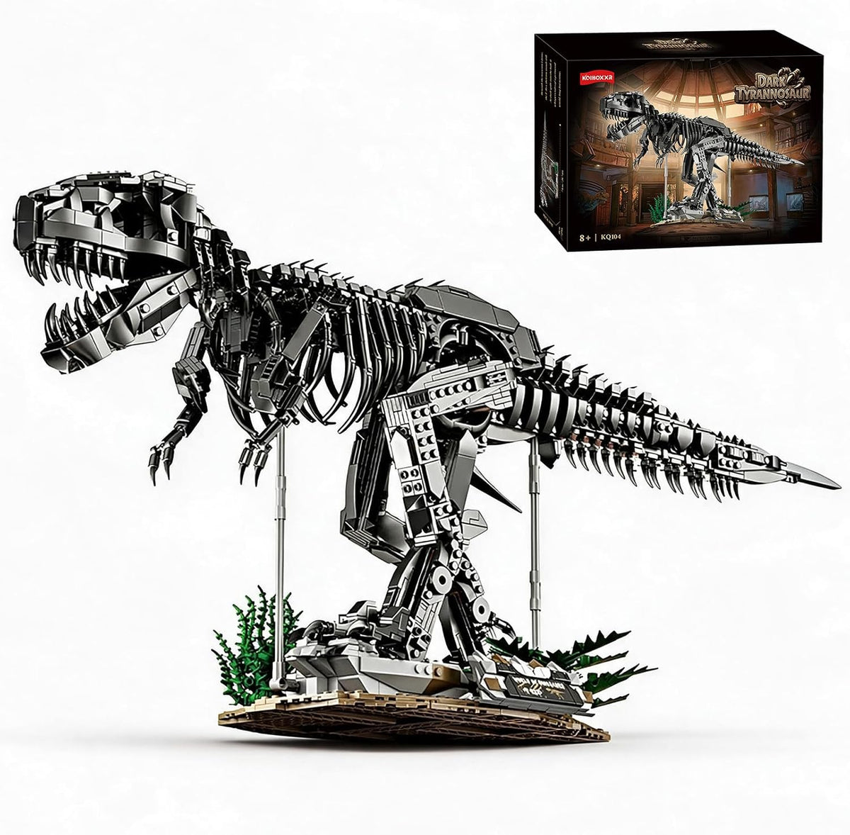 Built T-Rex skeleton skull brick model