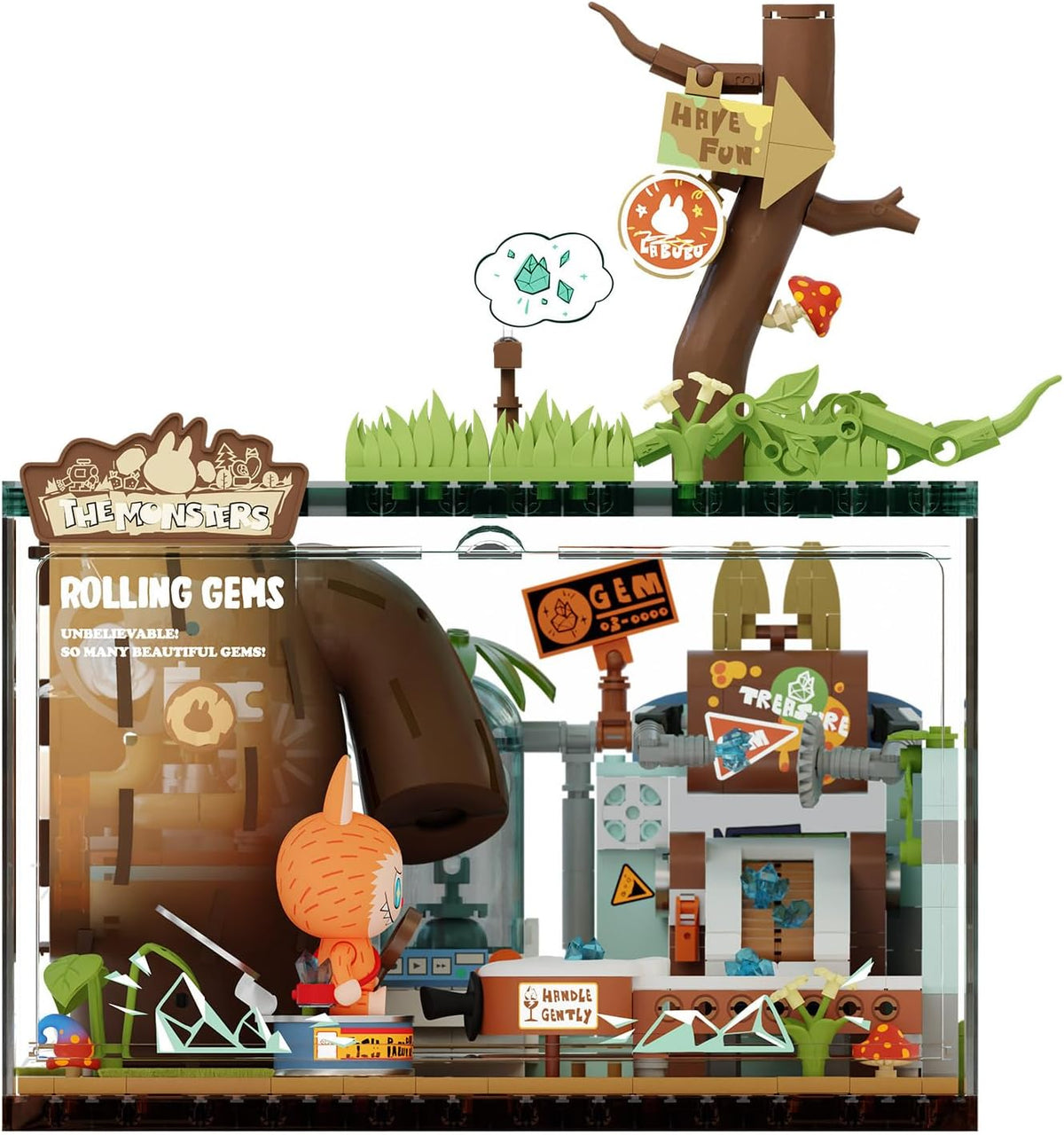 Mini brick scene with a long-eared toothy forest creature at its secret base – view 5