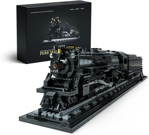 Brick-built steam locomotive model on a track base with nameplate