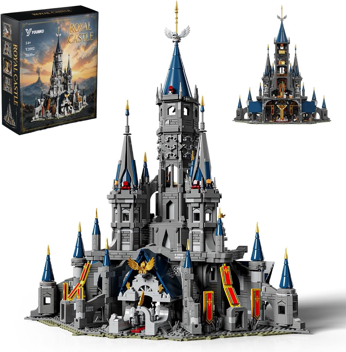 Modular medieval white castle brick model with tall tower and stone-style walls – view 2