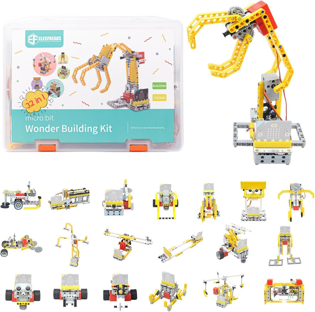 Programmable sensor kit with building bricks, sensor modules and an expansion board