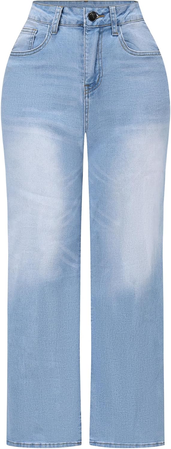 Women's High Waisted Wide Leg Jeans - Distressed Stretch Denim in Fourteen Washes for Casual Days - 2