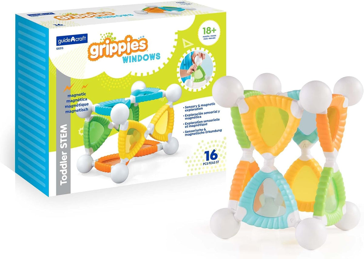 Colorful soft-grip magnetic building pieces connected into a small tower – view 10