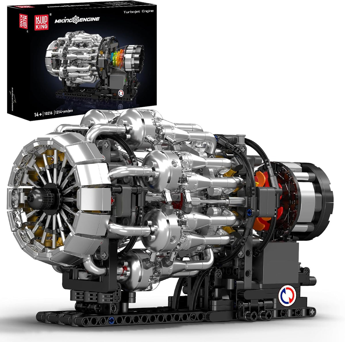 Built turbojet aircraft engine brick model showing its inner workings
