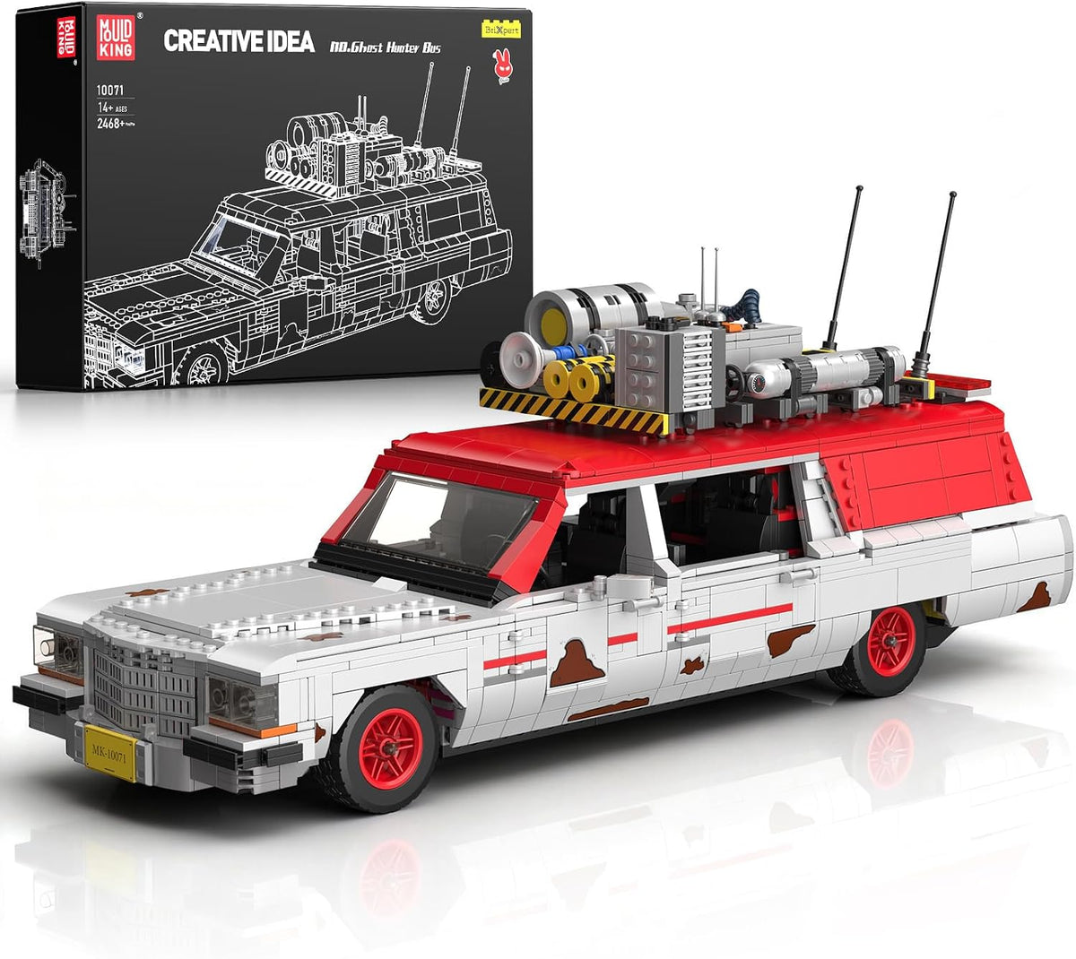 Brick-built classic ghost hunter movie car on display