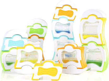 Colorful soft-grip magnetic building pieces connected into a small tower – view 3