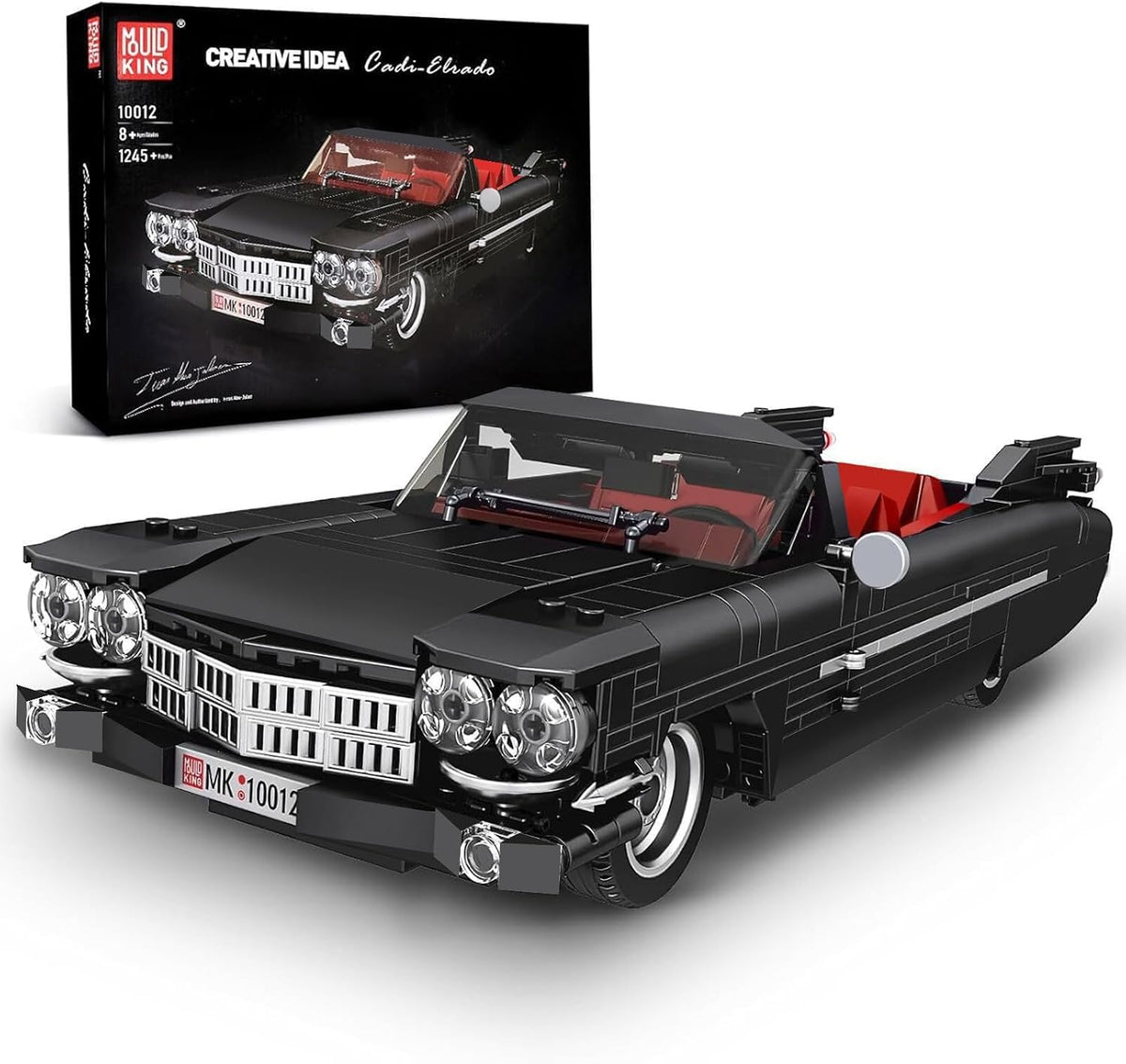 Assembled open-top convertible sports car brick model