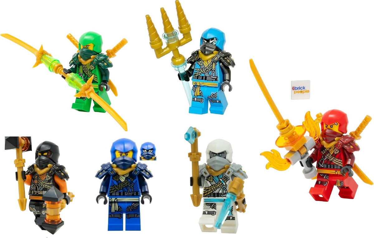Six ninja climber figures in different colors with accessories