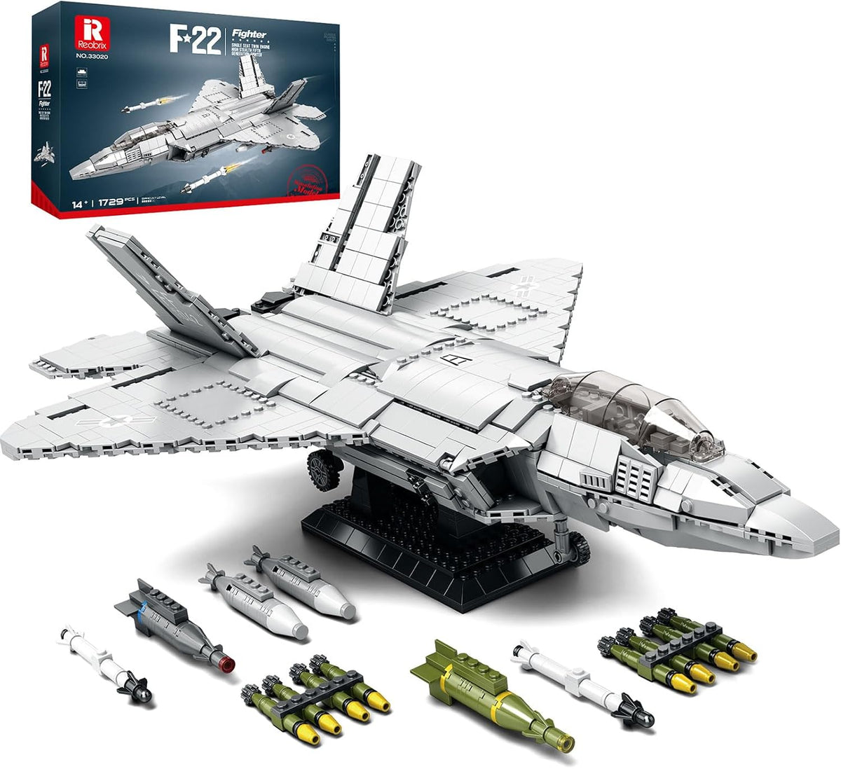 Brick-built stealth fighter jet model