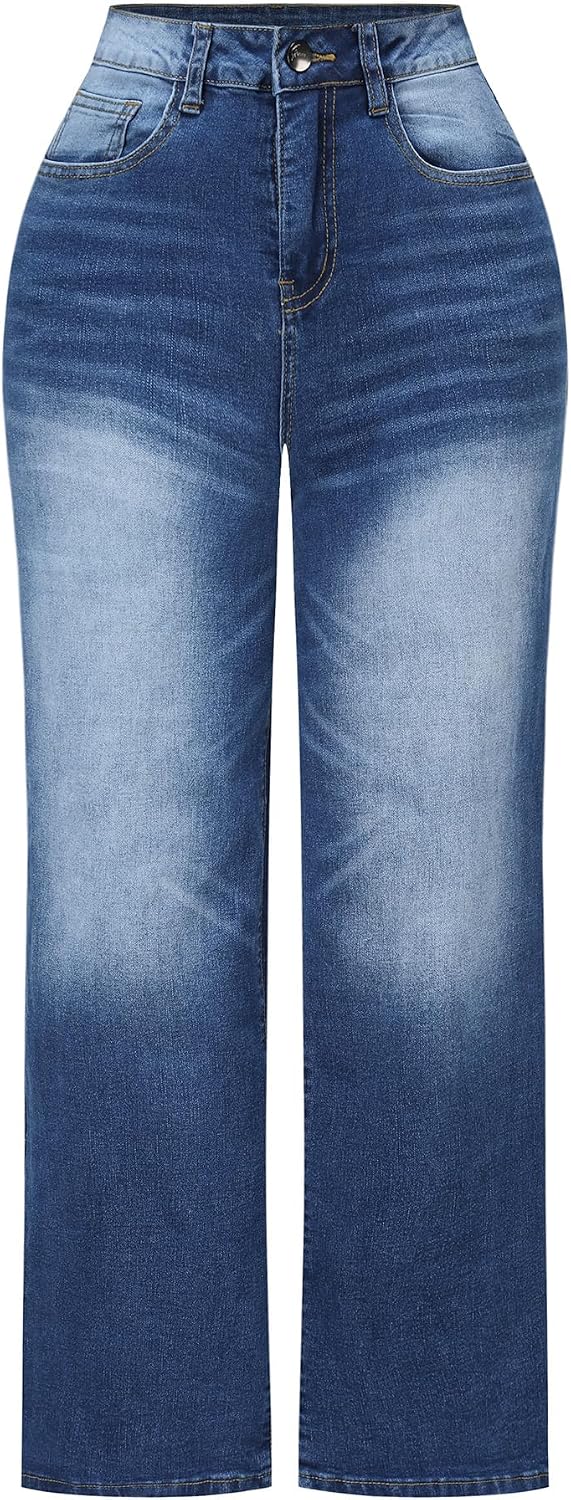 Women's High Waisted Wide Leg Jeans - Distressed Stretch Denim in Fourteen Washes for Casual Days - 2 (8)