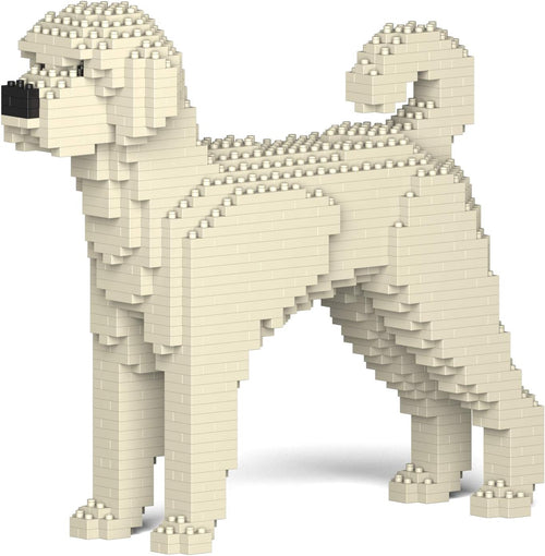 Curly Labradoodle dog brick sculpture sitting