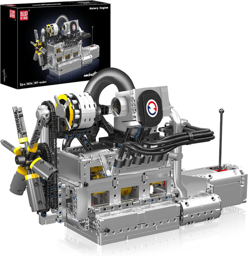 Brick-built rotary engine model with motor and battery box