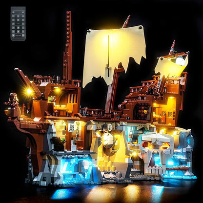 Treasure cave adventure brick model lit by LED lights