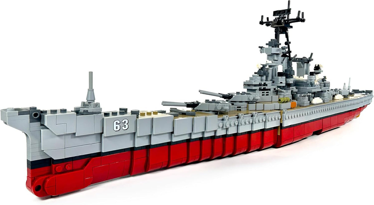 Large gray brick USS Missouri battleship model