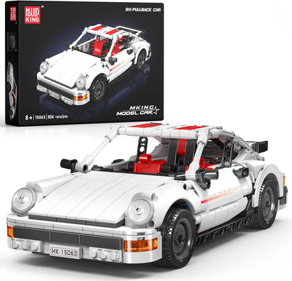 White brick-built 1:14 scale supercar model in side profile – view 3