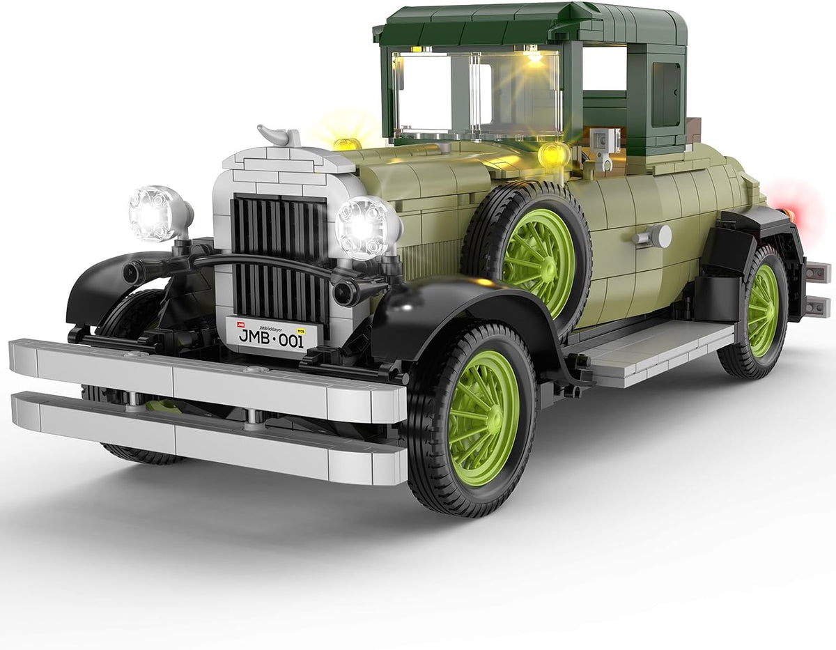 Built vintage classic car brick model on a shelf