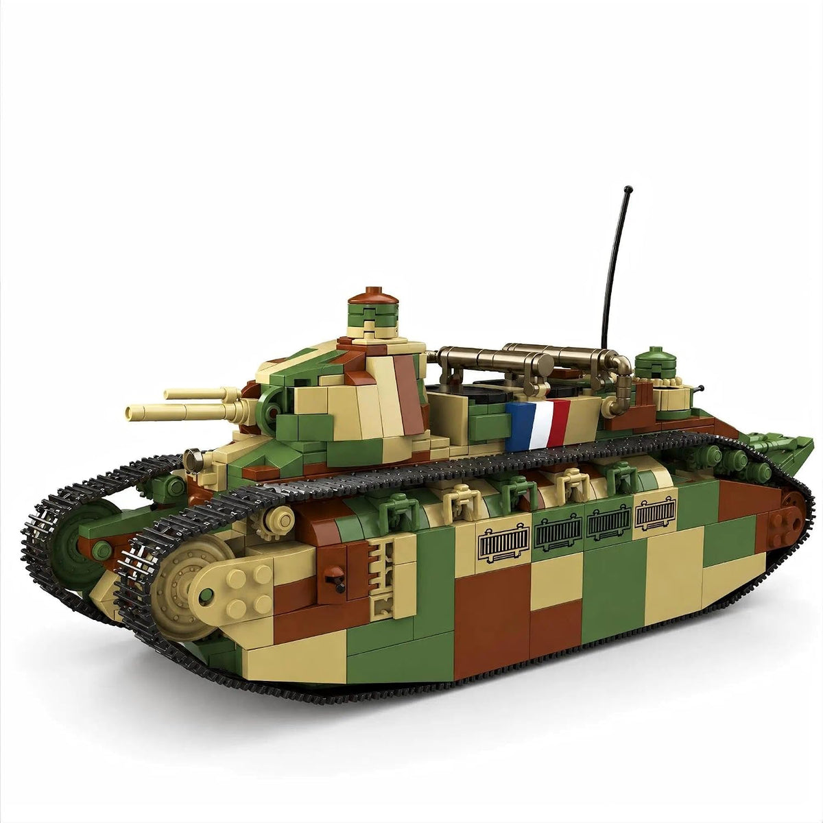 Built French super heavy tank brick model with openable hatches
