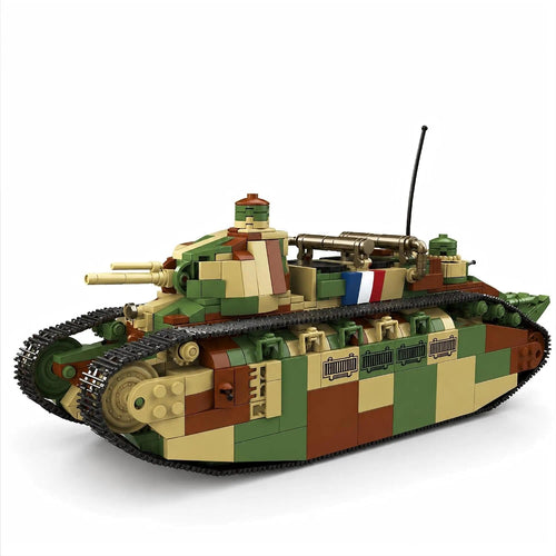 Built French super heavy tank brick model with openable hatches