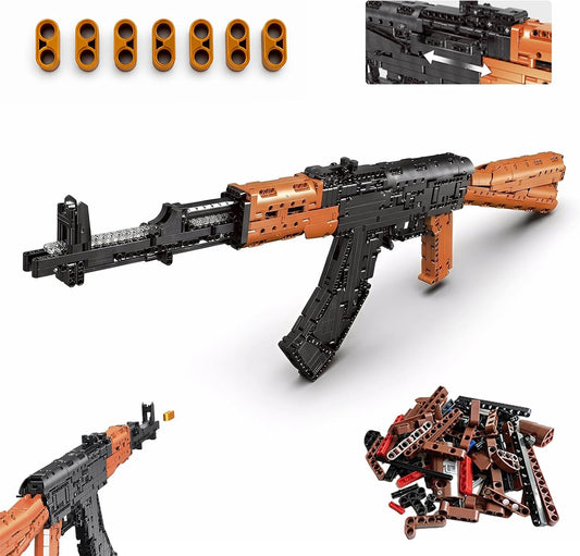 Life-size brick-built military-style mechanical equipment model in dark colors