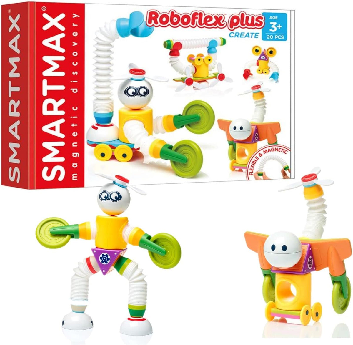 Colorful magnetic robot figure built from bendable bars and magnetic balls