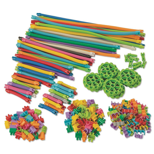 Colorful wands built from plastic tubes and star-shaped connectors